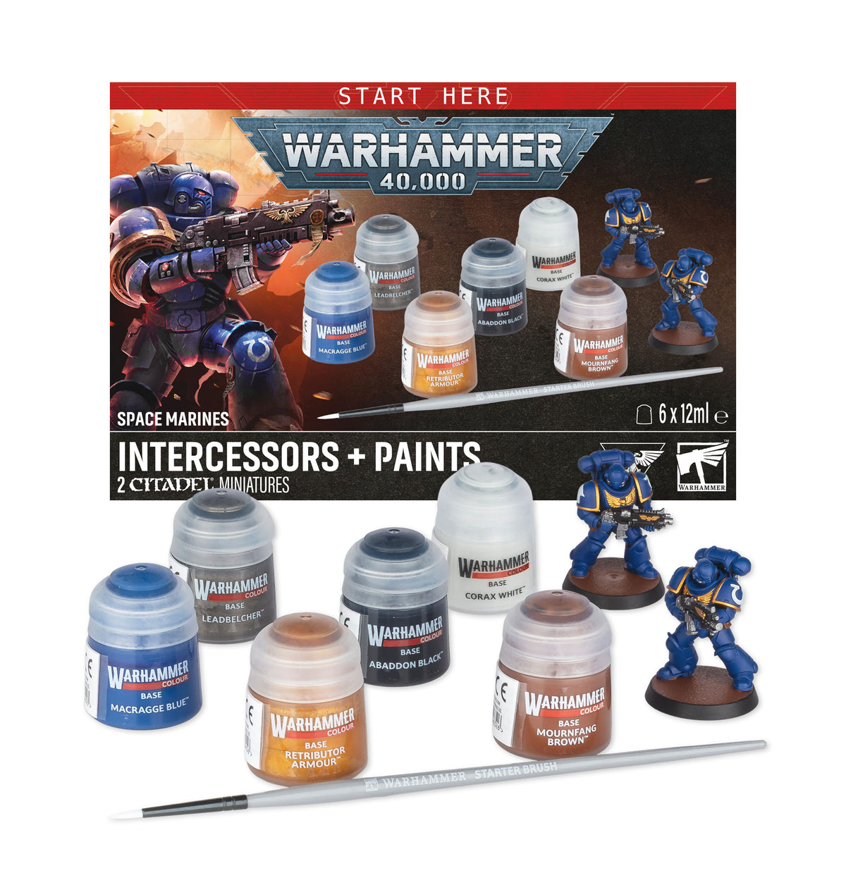 Games Workshop Warhammer 40K: Space Marines Intercessors + Paints